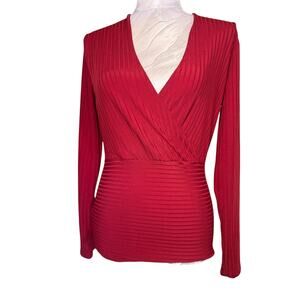 Red V neck blouse womens small
